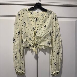 Free People Cream Floral Blouse